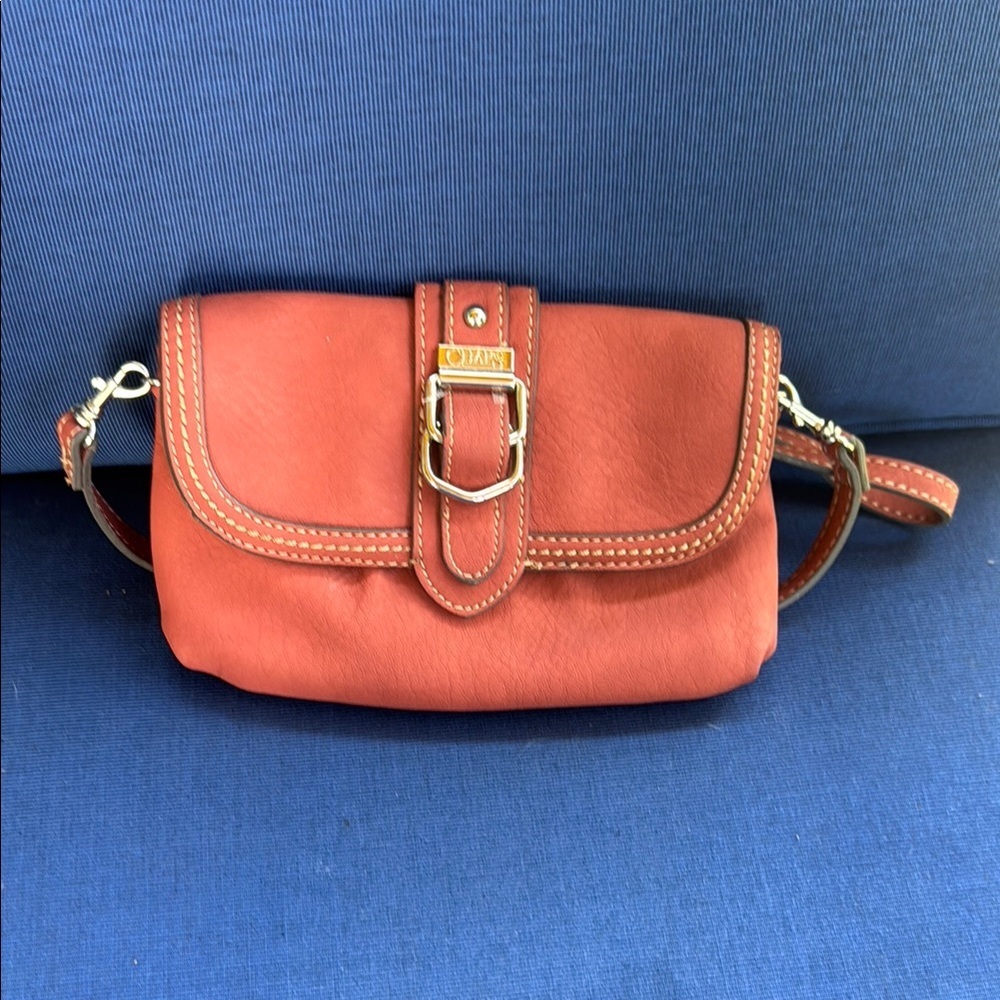 Champs Burch Orange Leather Clutch Wristlet